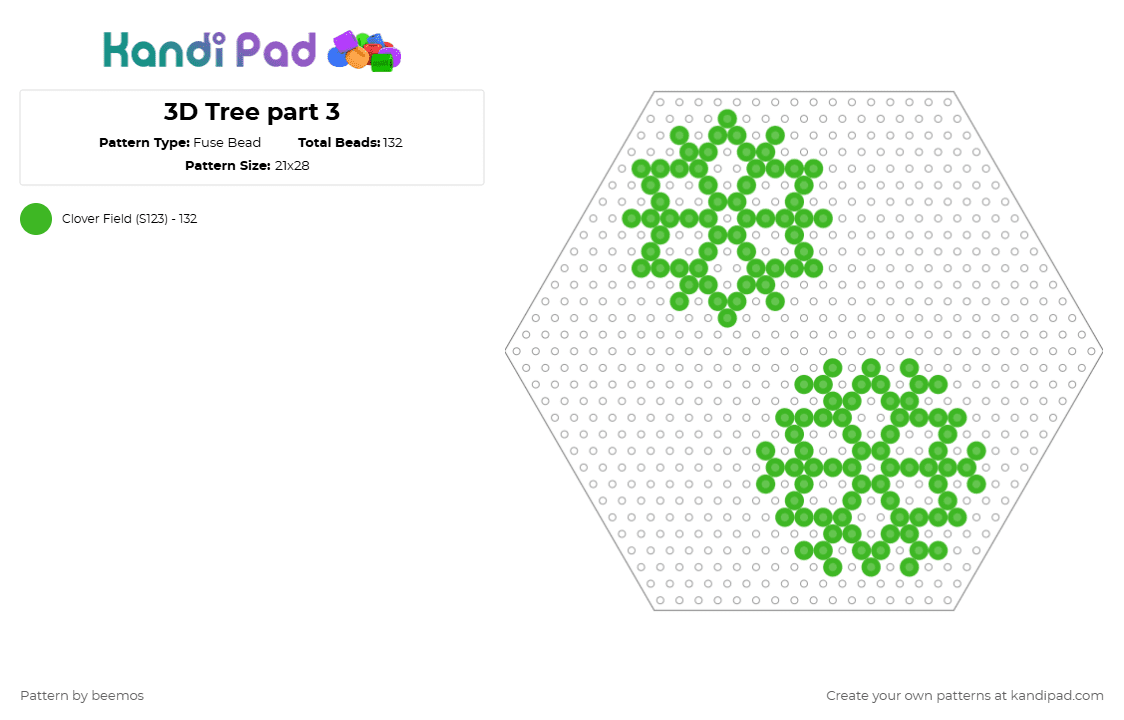 3D Tree part 3 Fuse Bead Pattern - Kandi Pad | Kandi Patterns, Fuse ...