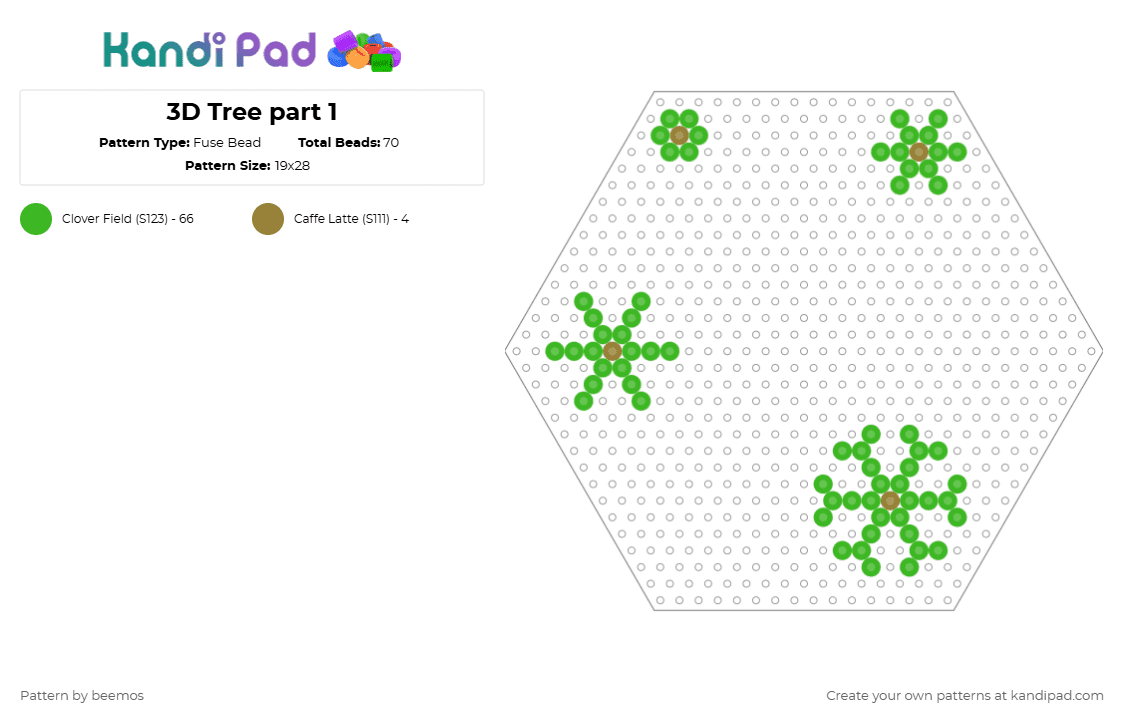 3D Tree part 1 - Fuse Bead Pattern by beemos on Kandi Pad - green