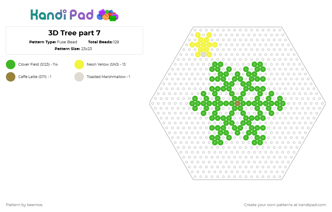 3D Tree part 7 - Fuse Bead Pattern by beemos on Kandi Pad - green