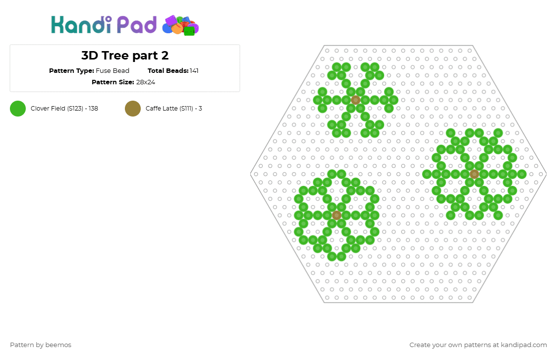 3D Tree part 2 - Fuse Bead Pattern by beemos on Kandi Pad - green
