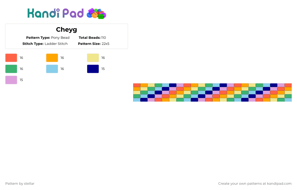 Cheyg - Pony Bead Pattern by stellar on Kandi Pad - orange,green,purple,colorful