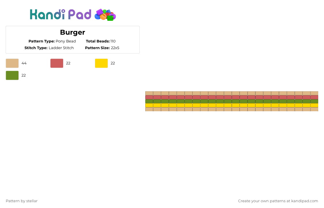 Burger - Pony Bead Pattern by stellar on Kandi Pad - beige