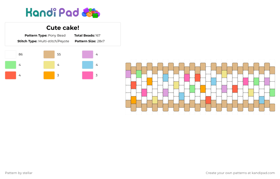 Cute cake! - Pony Bead Pattern by stellar on Kandi Pad - white,beige