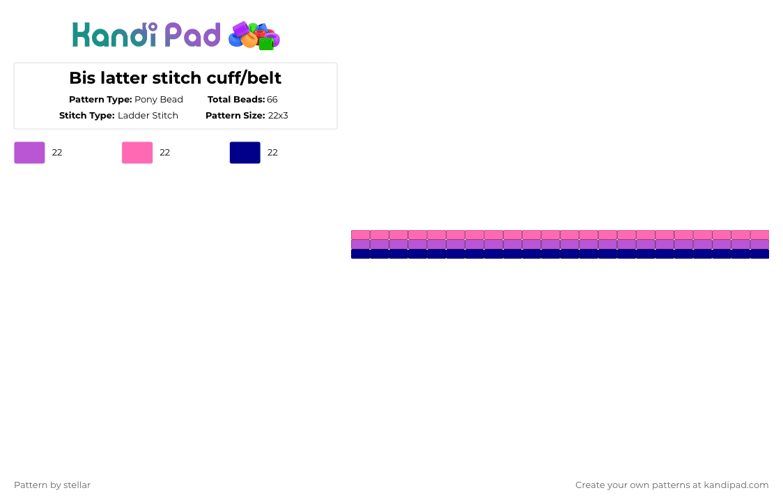 Bis latter stitch cuff/belt - Pony Bead Pattern by stellar on Kandi Pad - pink, purple