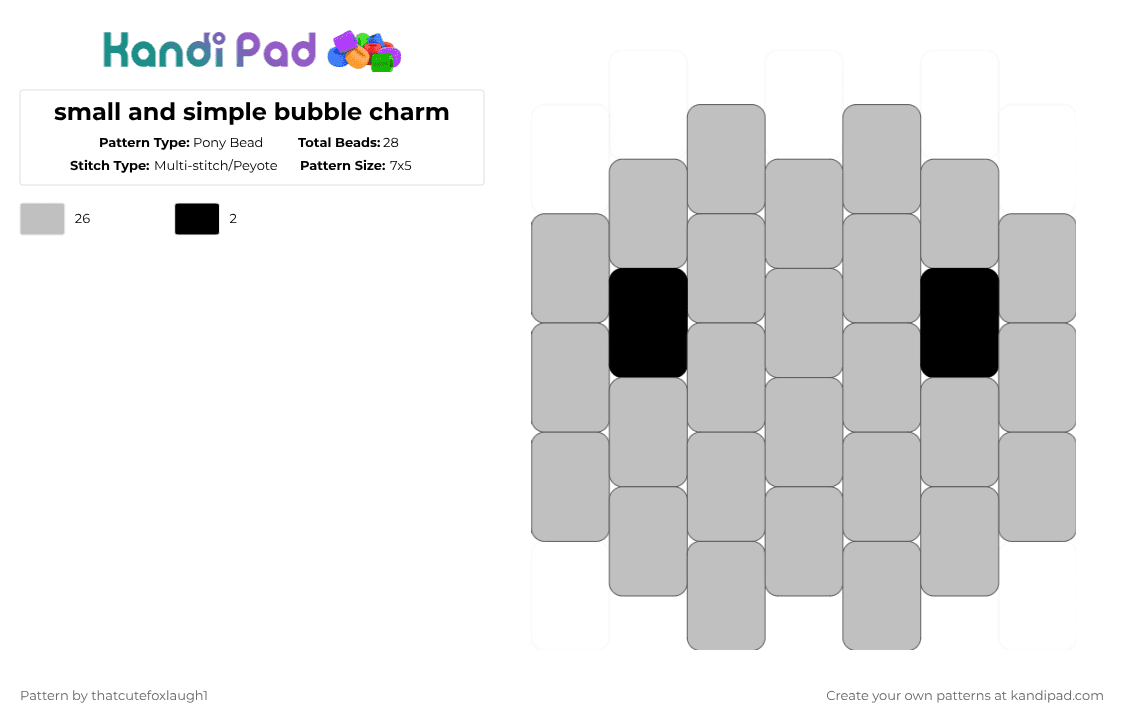 small and simple bubble charm - Pony Bead Pattern by thatcutefoxlaugh1 on Kandi Pad - beige,bubble,tadc,charms