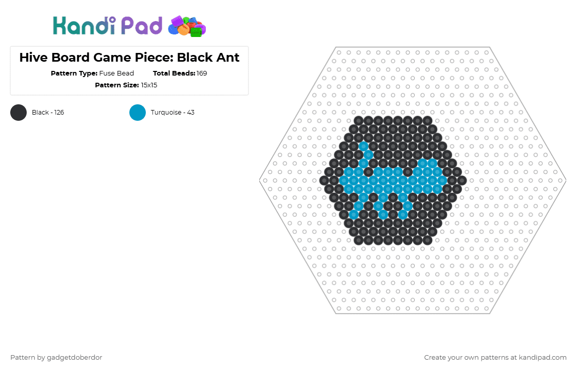 Hive Board Game Piece: Black Ant - Fuse Bead Pattern by gadgetdoberdor on Kandi Pad - black