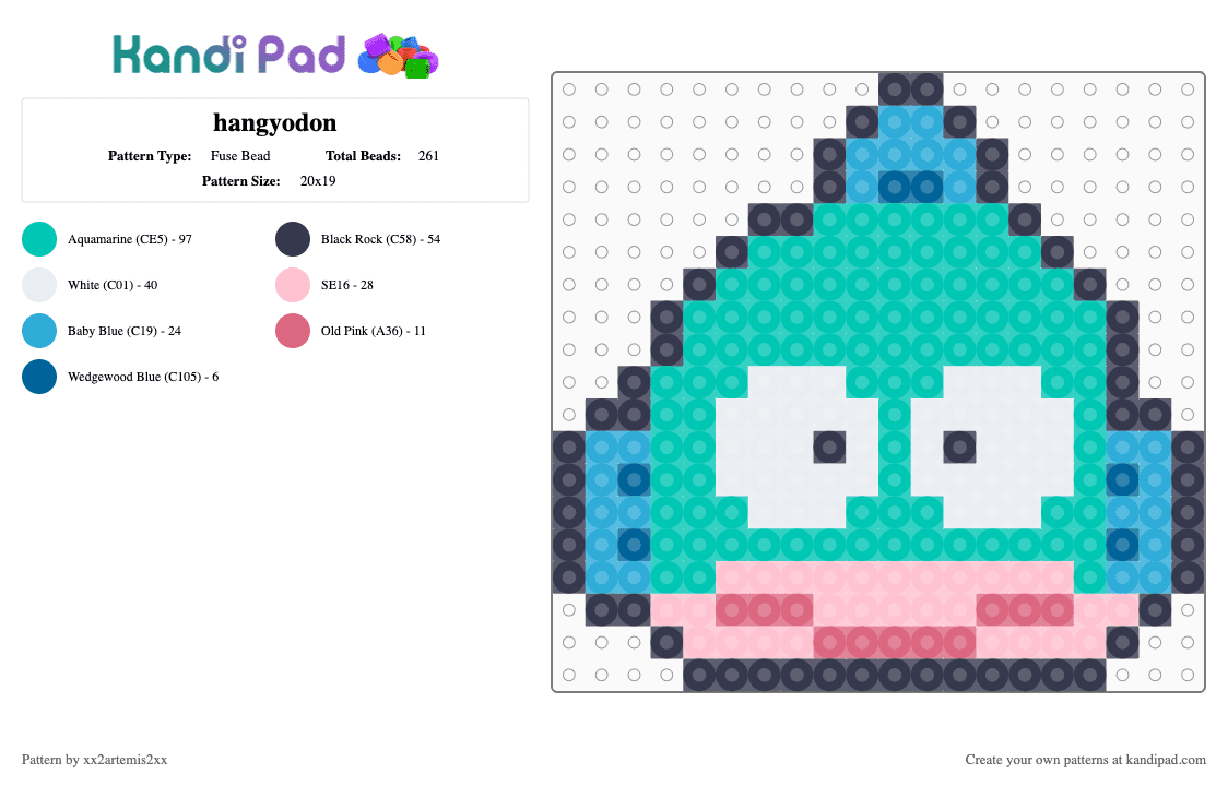 hangyodon - Fuse Bead Pattern by xx2artemis2xx on Kandi Pad - purple,teal
