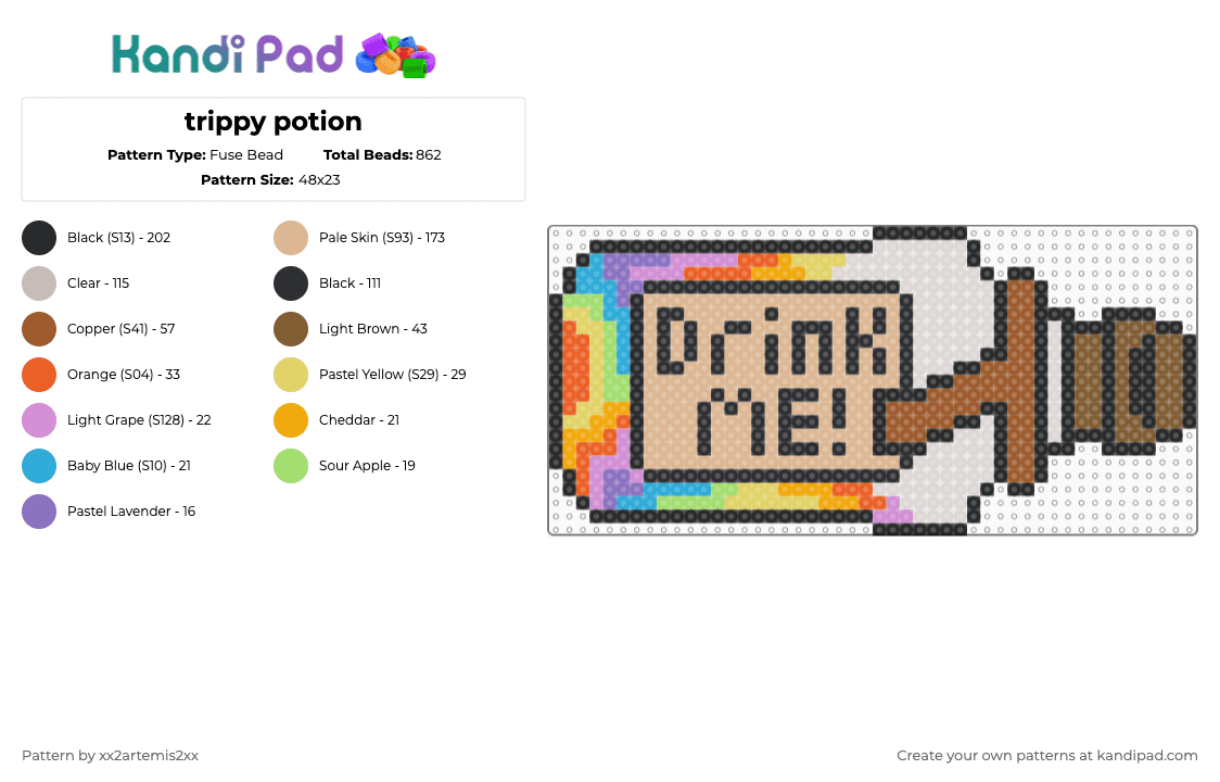 trippy potion - Fuse Bead Pattern by xx2artemis2xx on Kandi Pad - tan,beige