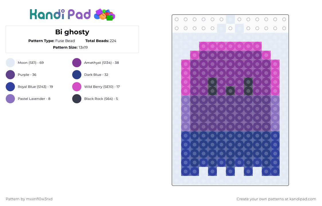 Bi ghosty - Fuse Bead Pattern by mxxnfl0w3rxd on Kandi Pad - pink,purple