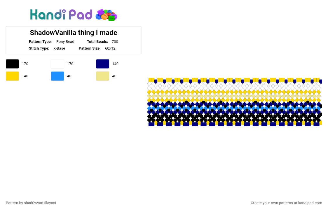 ShadowVanilla thing I made - Pony Bead Pattern by shad0wvan1llayaoi on Kandi Pad - purple,yellow