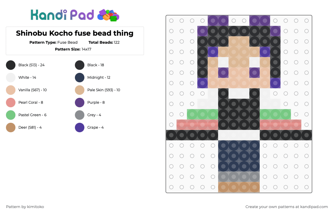 Shinobu Kocho fuse bead thing - Fuse Bead Pattern by niko_creator on Kandi Pad - beige,purple