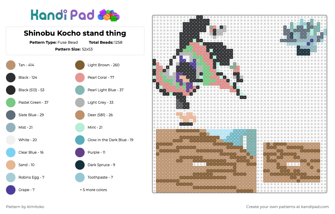 Shinobu Kocho stand thing - Fuse Bead Pattern by niko_creator on Kandi Pad - beige,tan