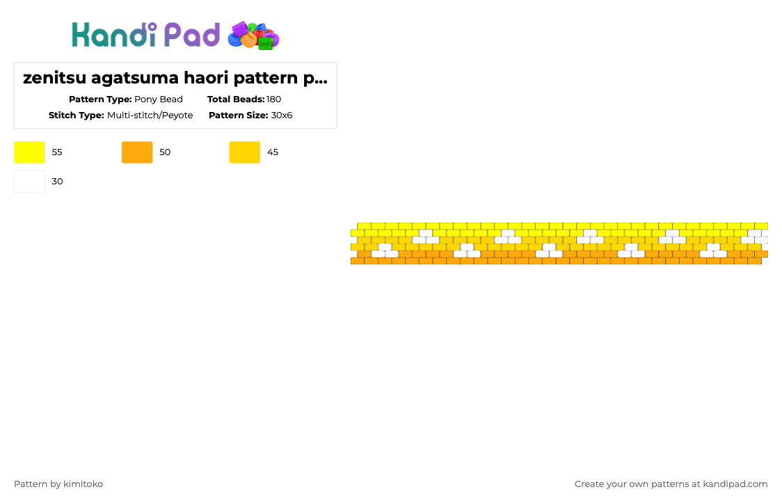 zenitsu agatsuma haori pattern peyote cuff - Pony Bead Pattern by niko_creator on Kandi Pad - yellow,orange
