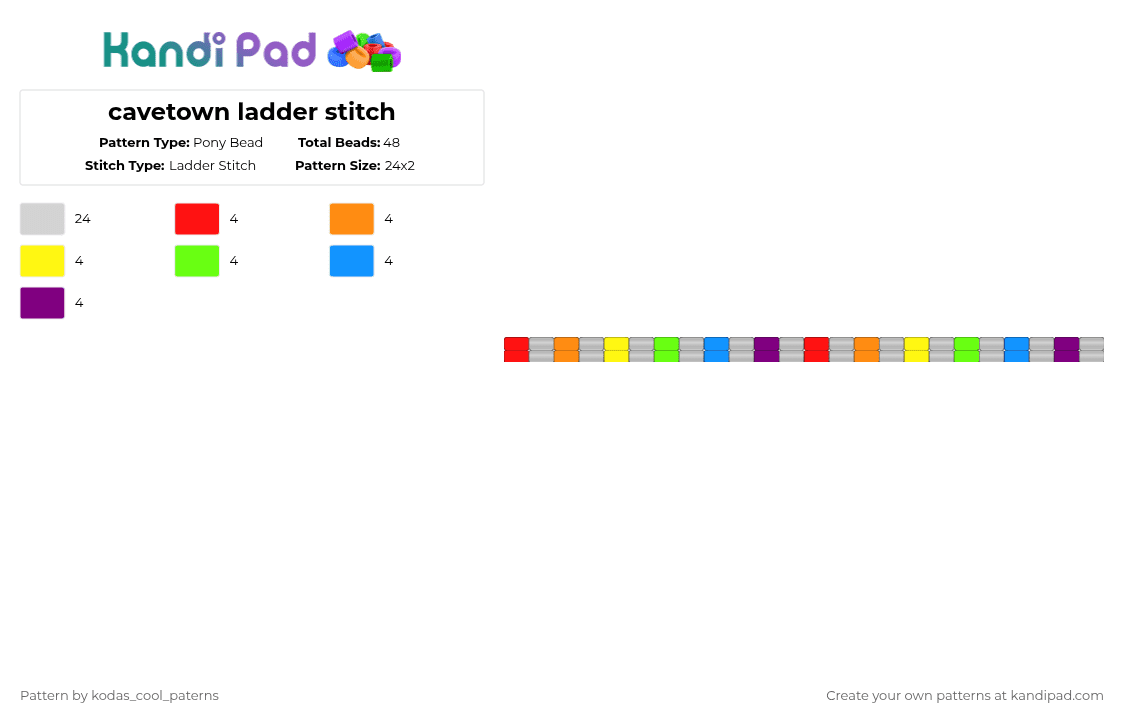 cavetown ladder stitch - Pony Bead Pattern by kodas_cool_paterns on Kandi Pad - white,orange,green,pink,colorful,cavetown,alt,rainbow,specialaffects