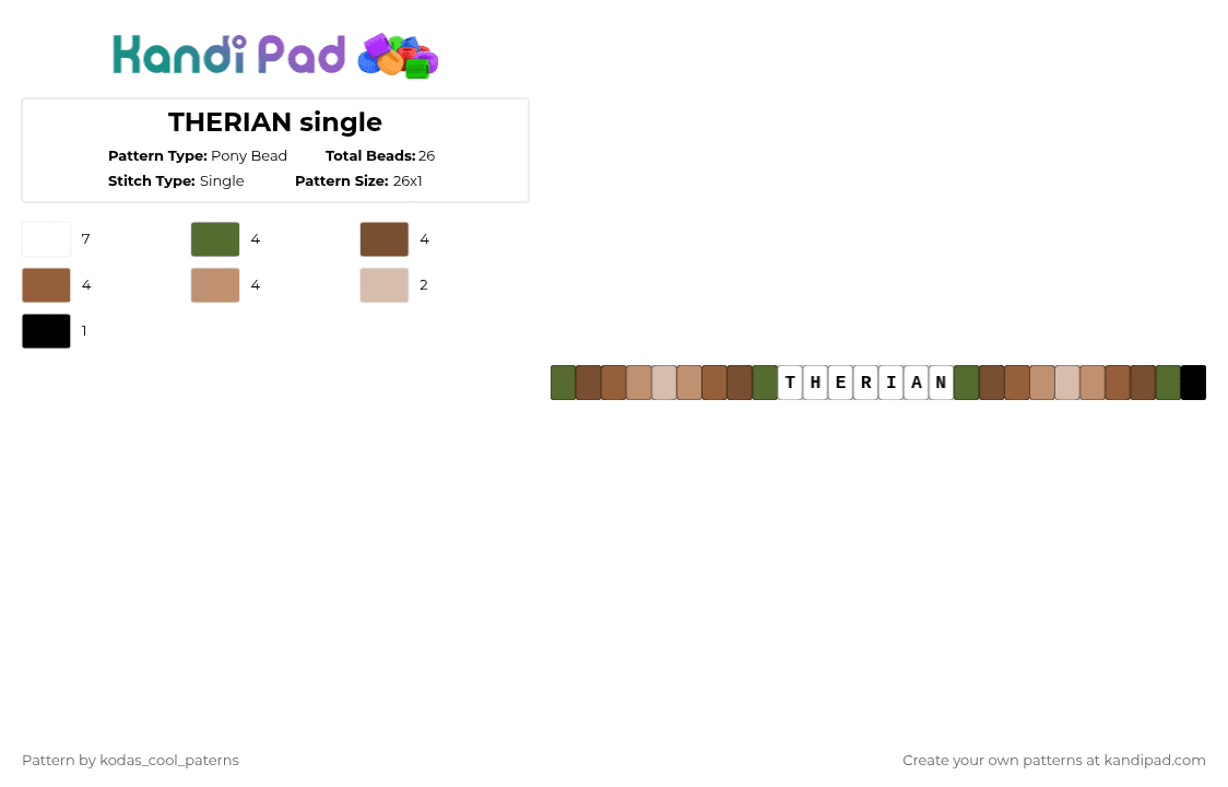 THERIAN single - Pony Bead Pattern by kodas_cool_paterns on Kandi Pad - tan,beige,therians,therian,grunge,singles