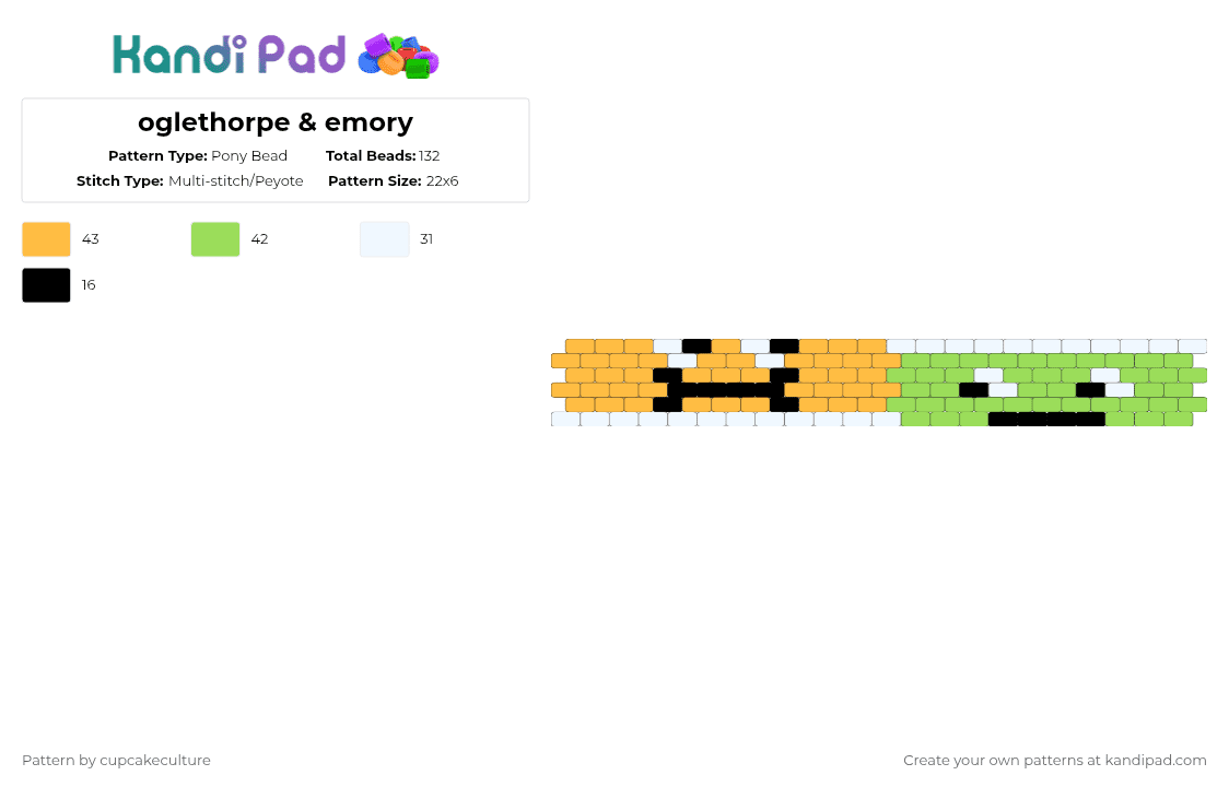 oglethorpe & emory - Pony Bead Pattern by cupcakeculture on Kandi Pad - orange,green,plutonian,athf,aqua teen hunger force,adult swim