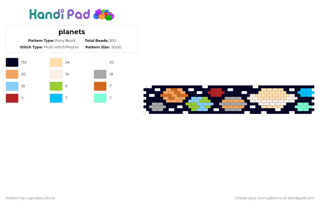 planets - Pony Bead Pattern by cupcakeculture on Kandi Pad - black,orange,beige,light blue,outer space,space