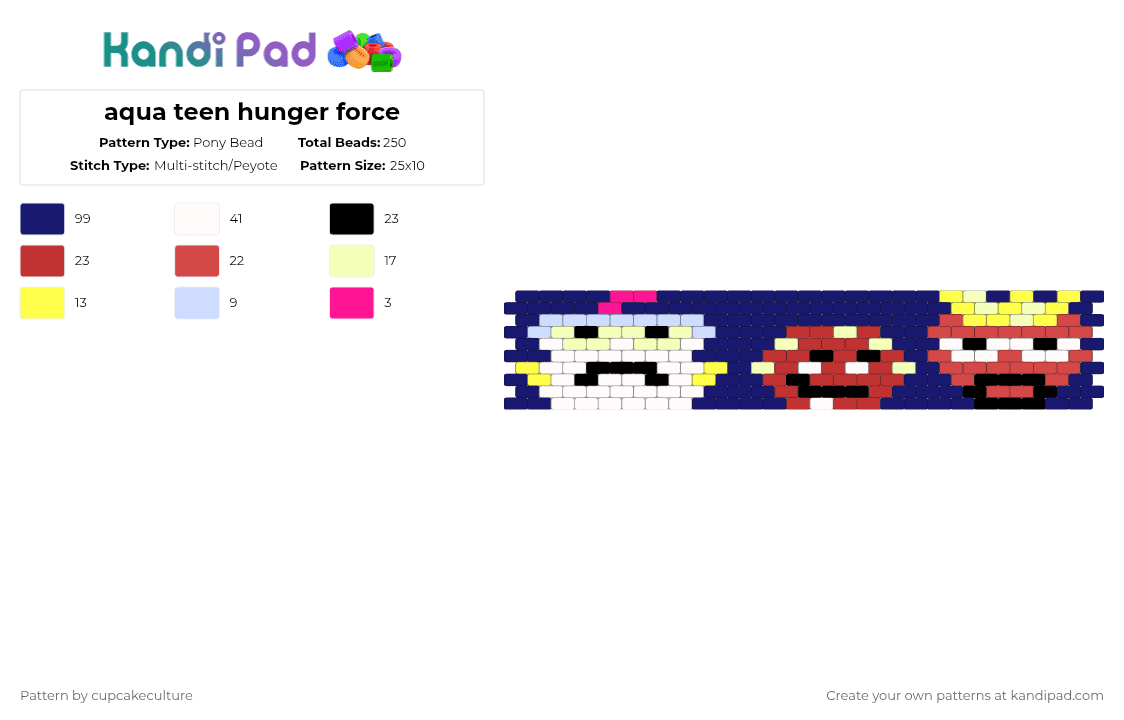aqua teen hunger force - Pony Bead Pattern by cupcakeculture on Kandi Pad - purple,red,athf,master shake,frylock,meatwad,adult swim