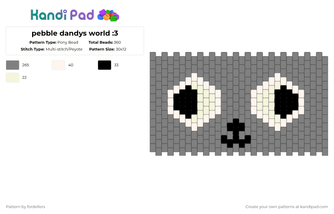 pebble dandys world :3 - Pony Bead Pattern by fordellers on Kandi Pad - gray