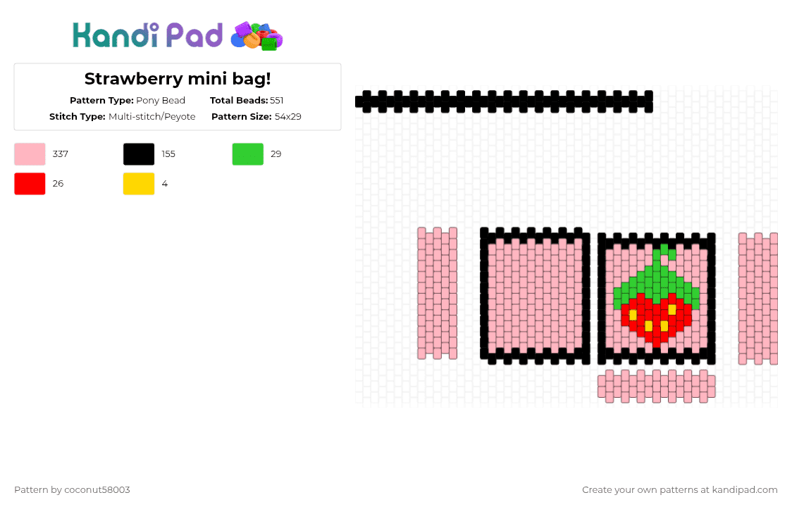 Strawberry mini bag! - Pony Bead Pattern by coconut58003 on Kandi Pad - pink