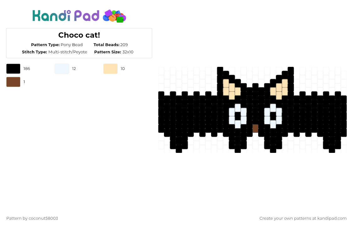 Choco cat! - Pony Bead Pattern by coconut58003 on Kandi Pad - black,beige