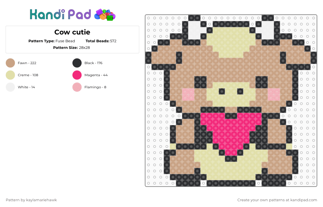 Cow cutie - Fuse Bead Pattern by kaylamariehawk on Kandi Pad - beige,cute,animal,kawaii,cow