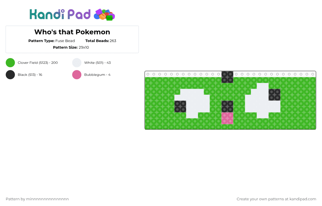 Who\'s that Pokemon - Fuse Bead Pattern by etcatraarxd on Kandi Pad - green