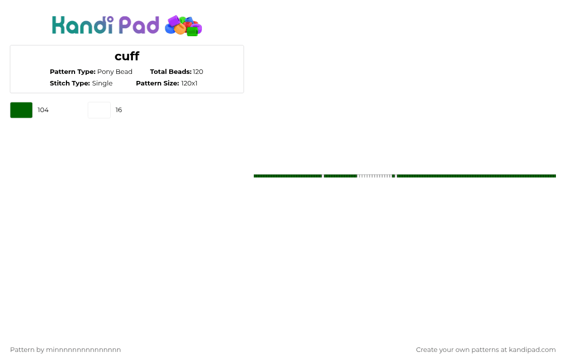 cuff - Pony Bead Pattern by etcatraarxd on Kandi Pad - green