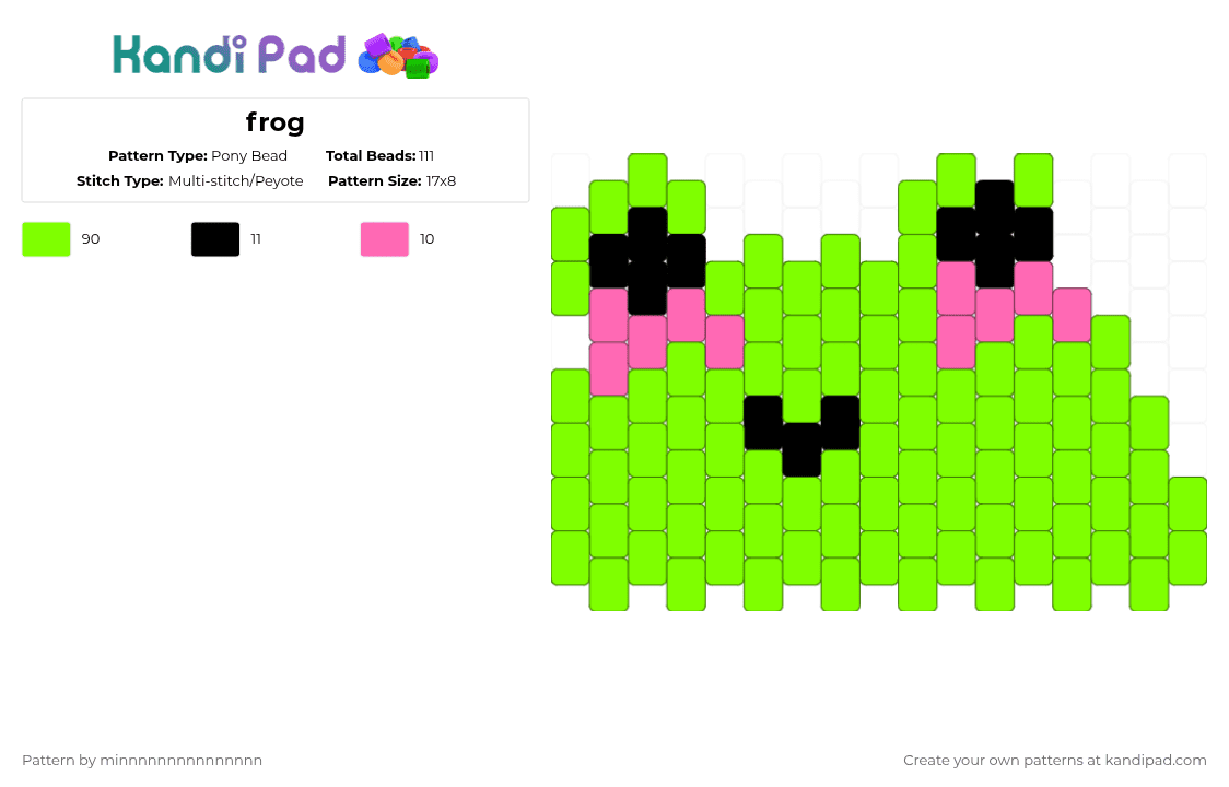 frog - Pony Bead Pattern by etcatraarxd on Kandi Pad - green