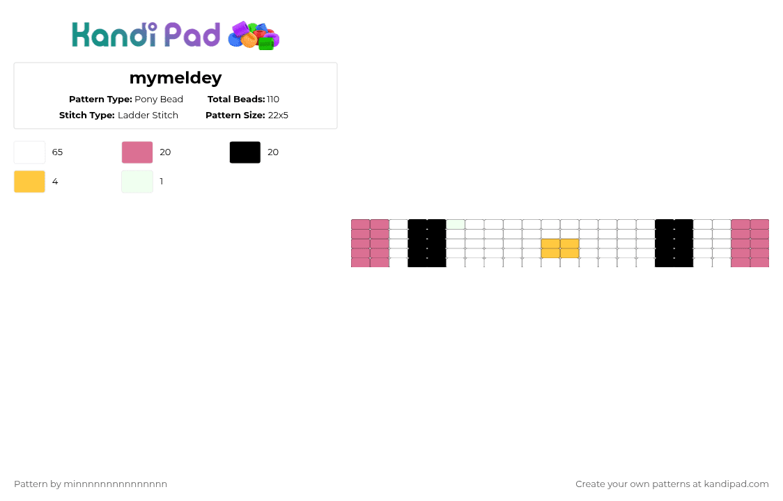 mymeldey - Pony Bead Pattern by etcatraarxd on Kandi Pad - white,pink