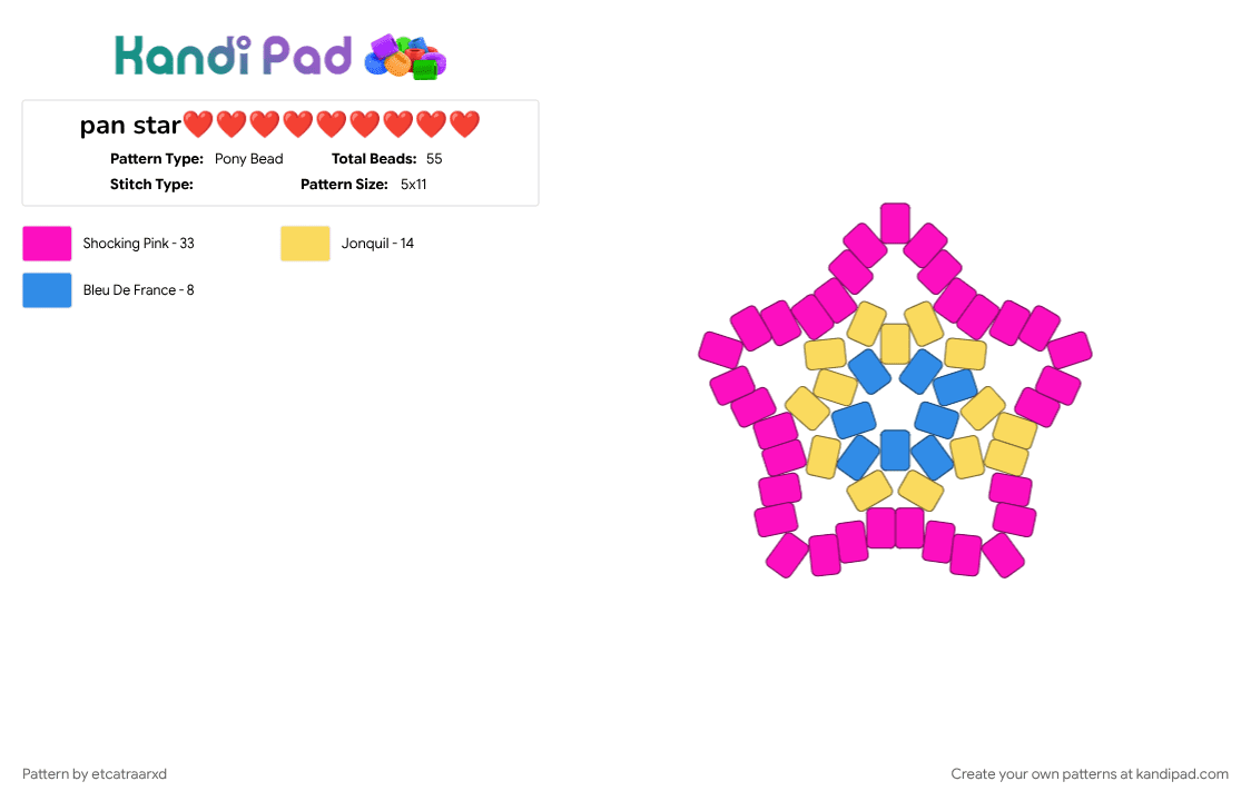 pan star❤️❤️❤️❤️❤️❤️❤️❤️❤️ - Pony Bead Pattern by etcatraarxd on Kandi Pad - pink