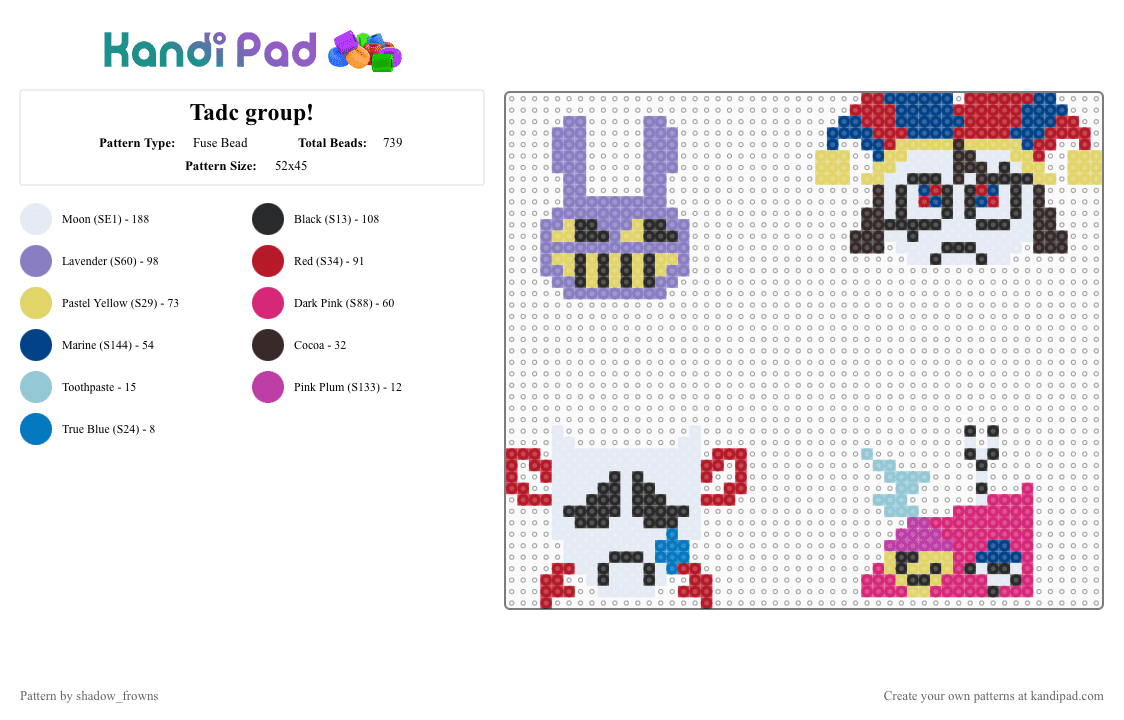 Tadc group! - Fuse Bead Pattern by shadow_frowns on Kandi Pad - red,pink,yellow,jax,pomni,zooble,gangle,tadc,amazing digital circus