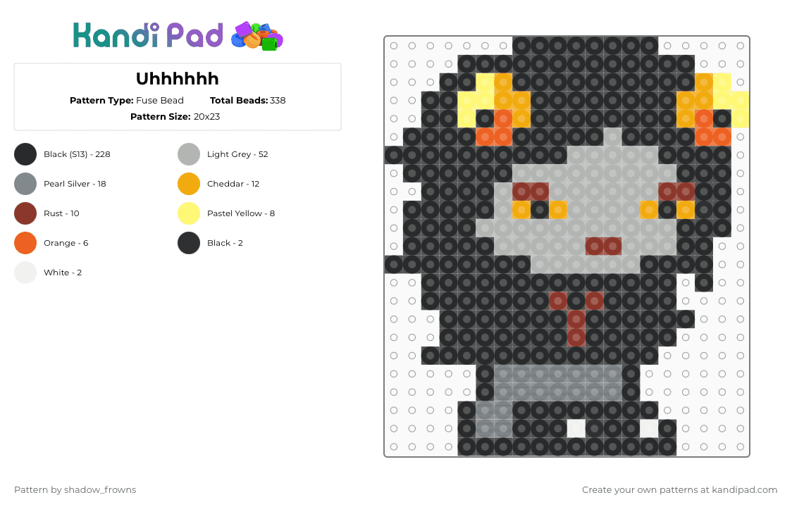 Uhhhhhh - Fuse Bead Pattern by shadow_frowns on Kandi Pad - black,beige