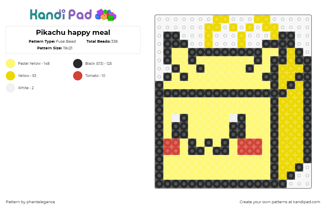 Pikachu happy meal - Fuse Bead Pattern by phantelegance on Kandi Pad - pikachu,happy meal,mcdonald's,pokemon,mashup,character,fast food,box,yellow