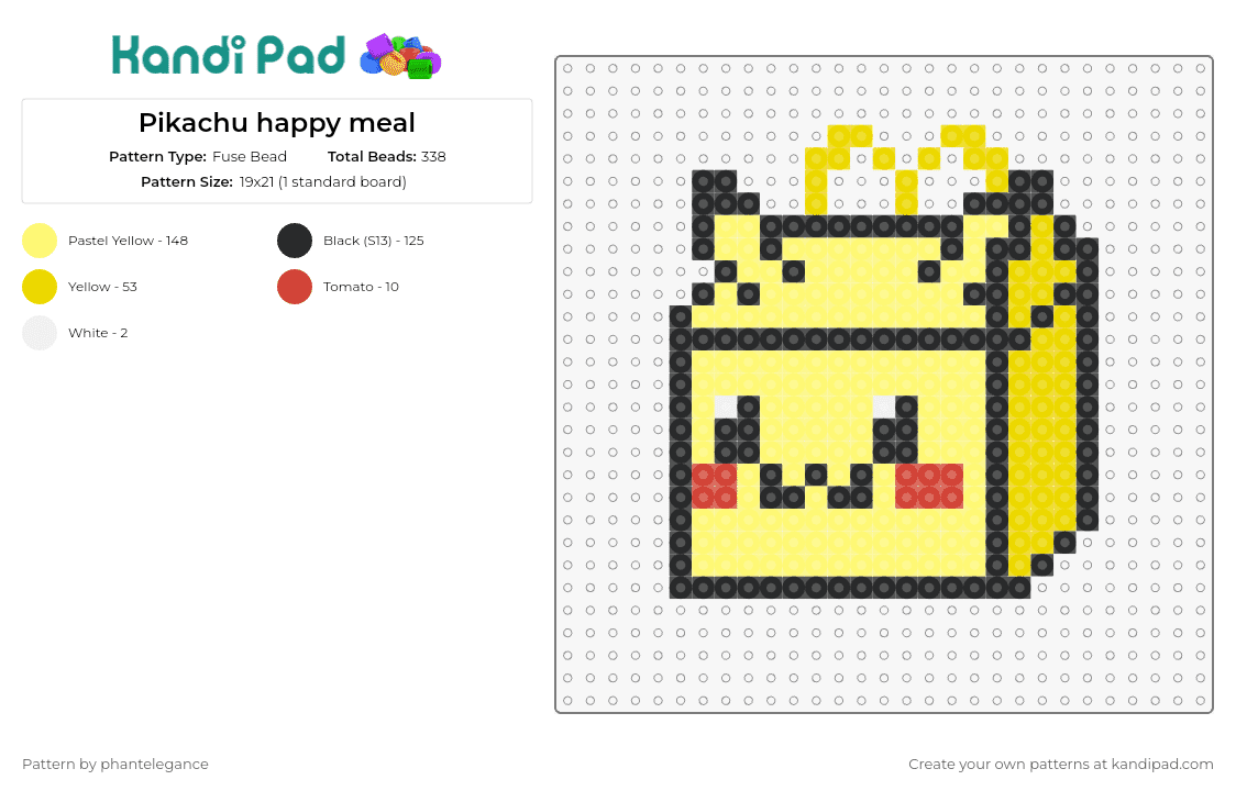 Pikachu happy meal - Fuse Bead Pattern by phantelegance on Kandi Pad - pikachu,happy meal,mcdonald's,pokemon,mashup,character,fast food,box,iconic,yellow