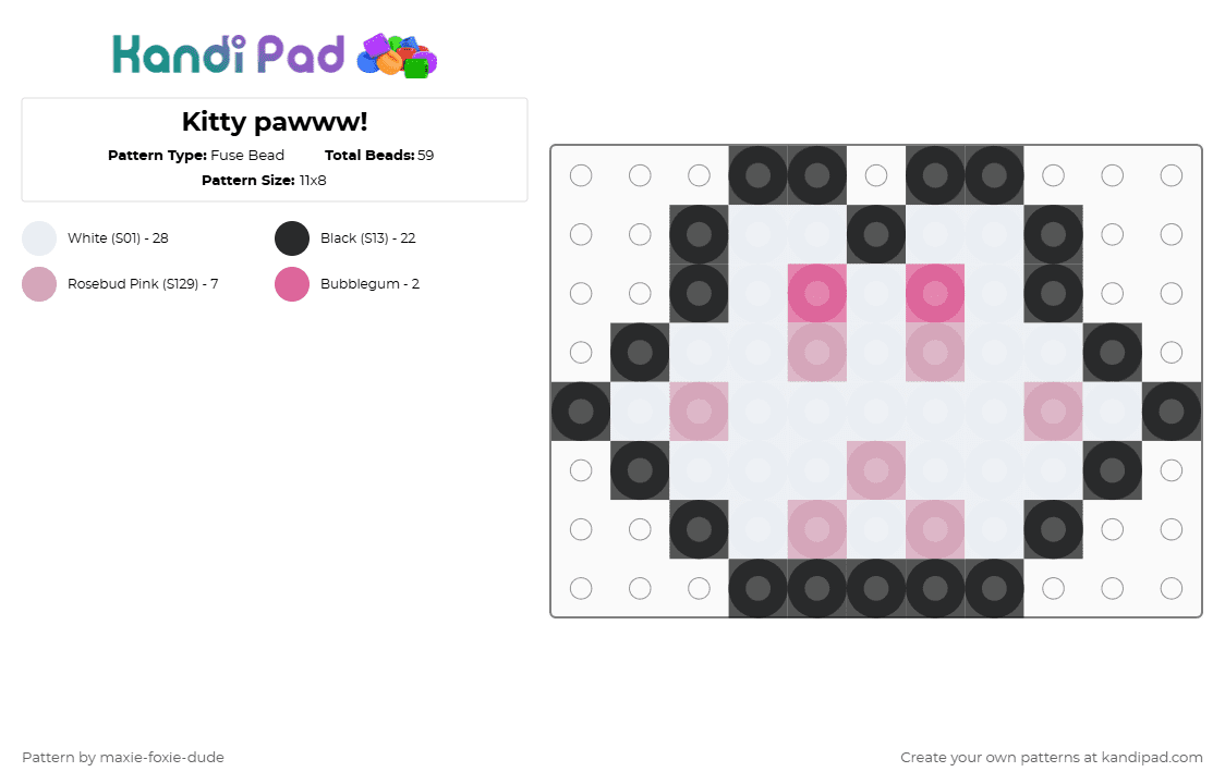 Kitty pawww! - Fuse Bead Pattern by maxie-foxie-dude on Kandi Pad - white