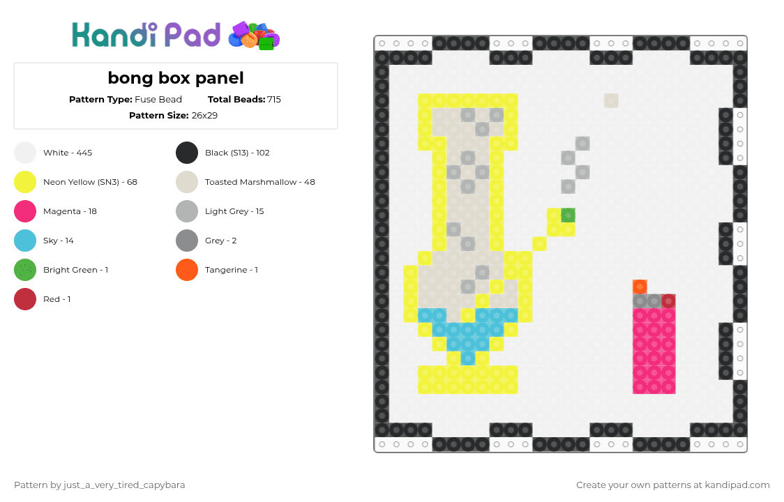 bong box panel - Fuse Bead Pattern by just_a_very_tired_capybara on Kandi Pad - beige, white, yellow