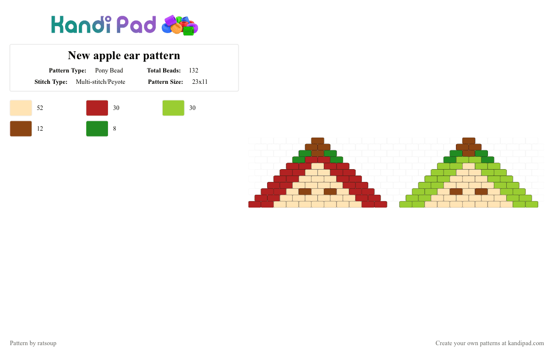 New apple ear pattern - Pony Bead Pattern by ratsoup on Kandi Pad - beige