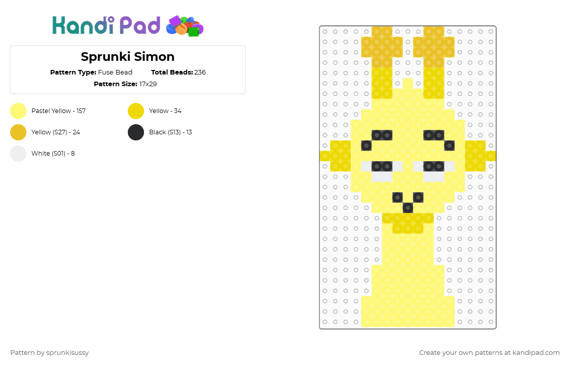 Sprunki Simon - Fuse Bead Pattern by sprunkisussy on Kandi Pad - yellow