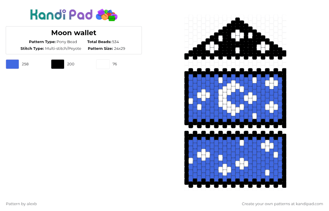 Moon wallet - Pony Bead Pattern by alexb on Kandi Pad - blue