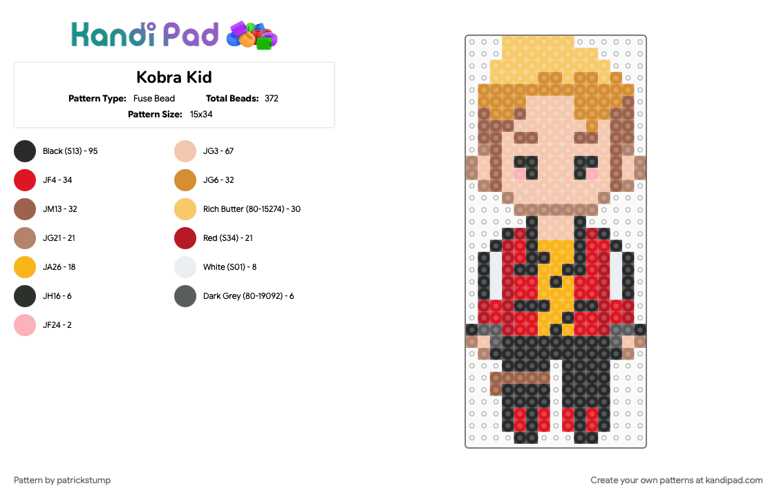 Kobra Kid - Fuse Bead Pattern by patrickstump on Kandi Pad - beige, orange, red, tan