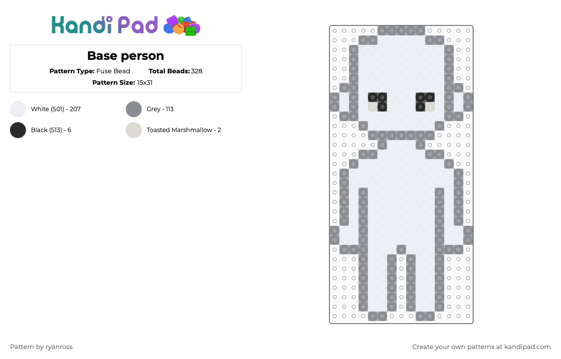 Base person - Fuse Bead Pattern by patrickstump on Kandi Pad - gray, white