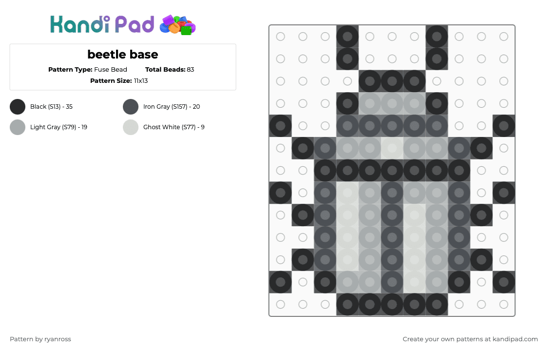 beetle base - Fuse Bead Pattern by patrickstump on Kandi Pad - gray,purple
