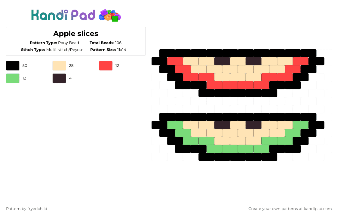 Apple slices - Pony Bead Pattern by fryedchild on Kandi Pad - beige,apple