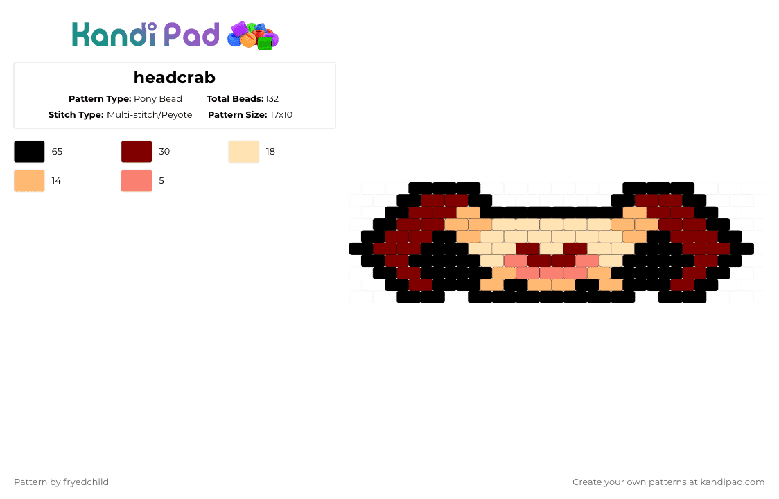 headcrab - Pony Bead Pattern by fryedchild on Kandi Pad - brown,half life,headcrab,head crab,halflife,hl,charm