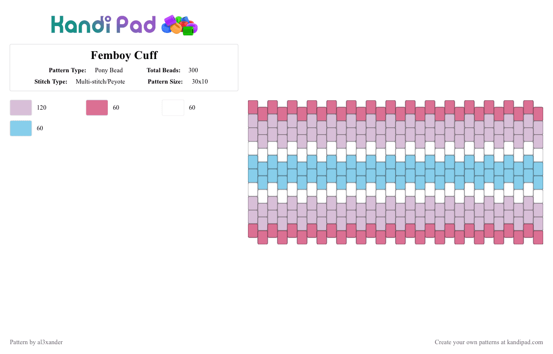 Femboy Cuff - Pony Bead Pattern by al3xander_axl on Kandi Pad - pink