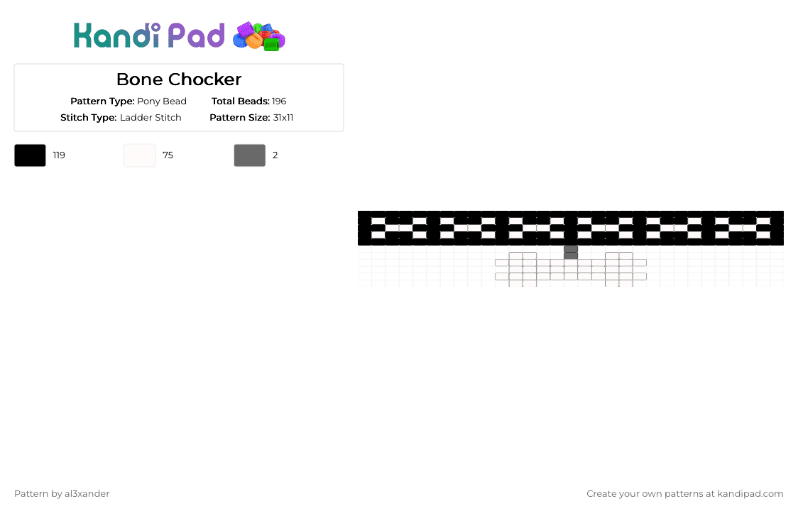 Bone Chocker - Pony Bead Pattern by al3xander_axl on Kandi Pad - white