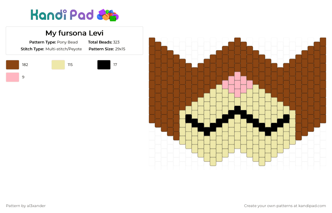 My fursona Levi - Pony Bead Pattern by al3xander_axl on Kandi Pad - red,yellow