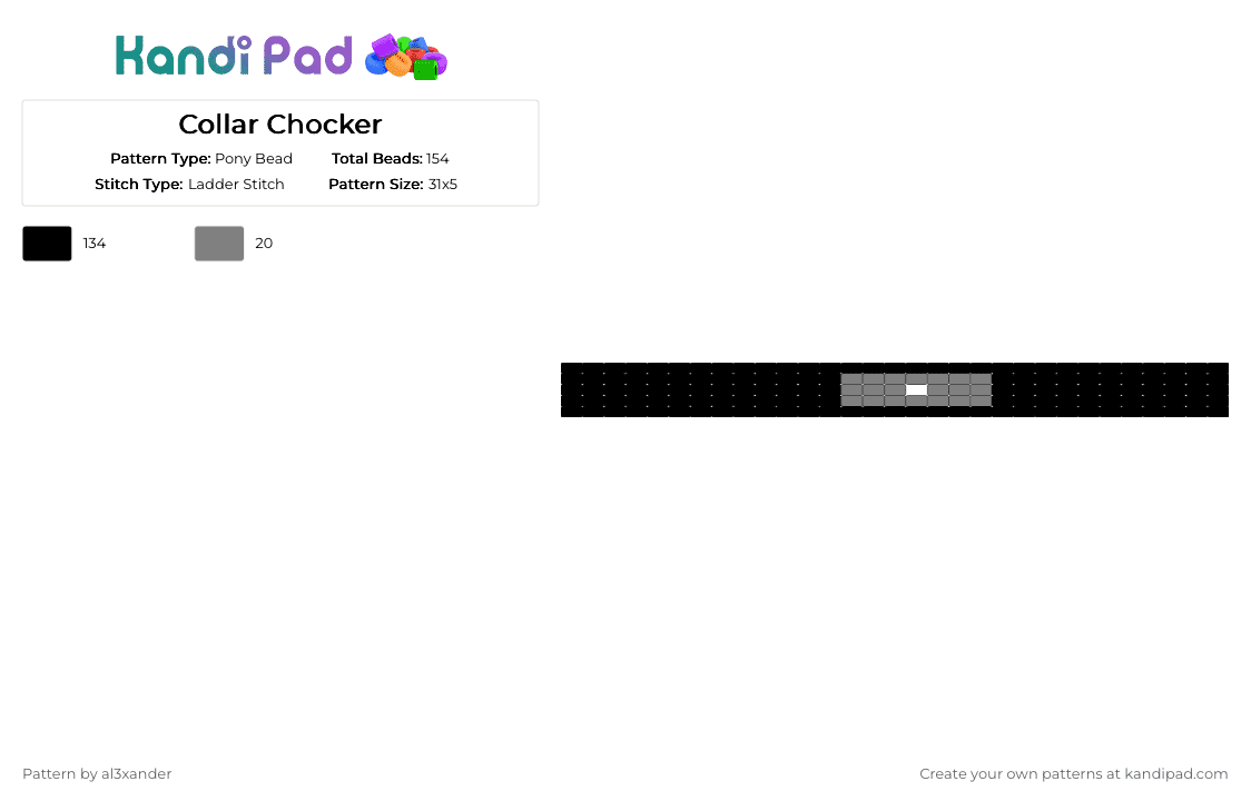 Collar Chocker - Pony Bead Pattern by al3xander_axl on Kandi Pad - black