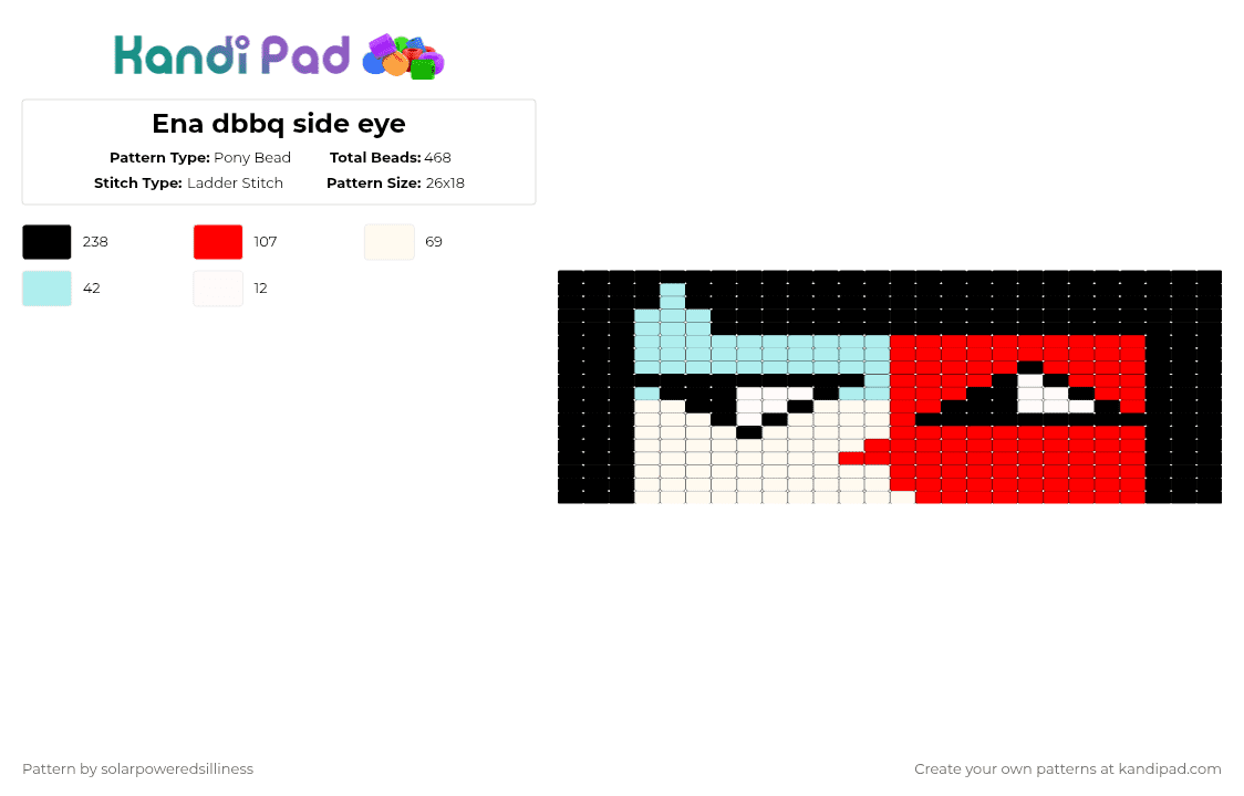 Ena dbbq side eye - Pony Bead Pattern by solarpoweredsilliness on Kandi Pad - light blue,red